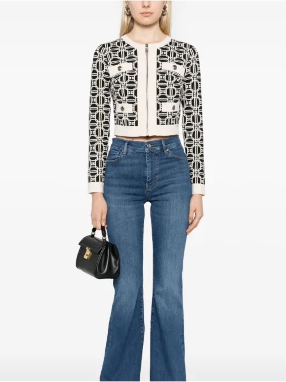 FRAME Le High Flare Jeans Denim High Rise Blue Designer 26 26P Petite Ankle Crop